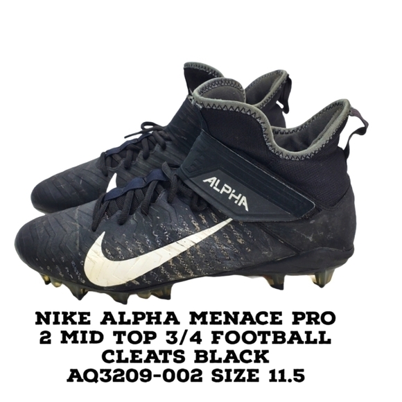 Nike Shoe Men 11.5 Alpha Menace Pro 2 Mid Top 3/4 Football Cleats AQ3209-002 - Picture 1 of 12
